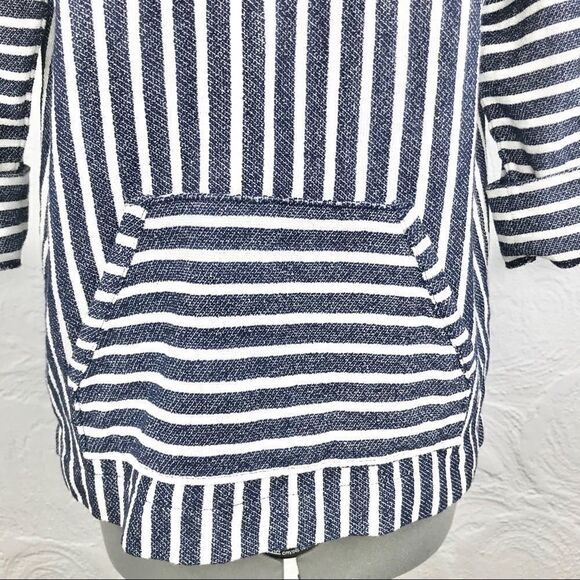 J. Crew Blue / Cream Striped Nautical Coastal Popover Beach Hoodie - Picture 11 of 16